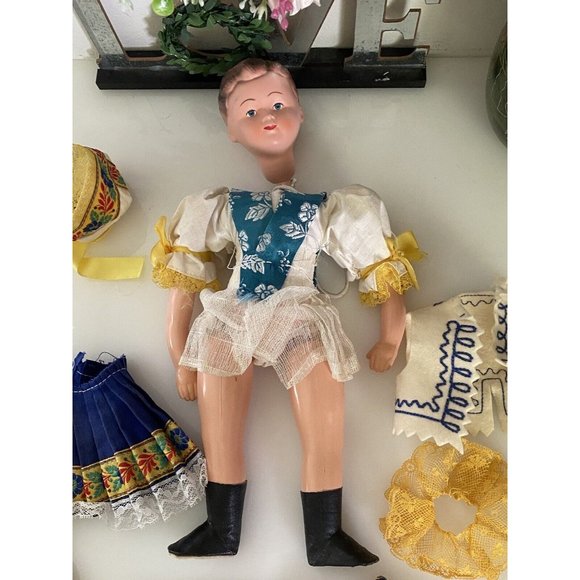 Vintage German Doll Project Strung Hand Painted Clothes Accessories in Parts EUC - Picture 6 of 16